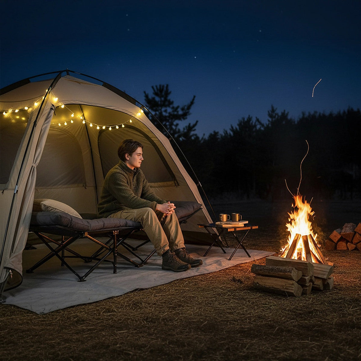 Elevated Camping Cot with Mattress